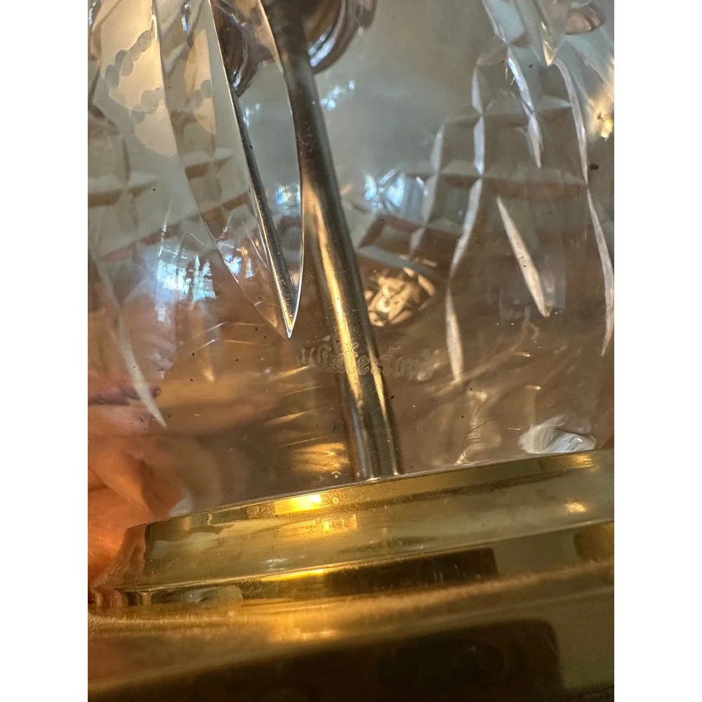 Vintage Waterford Crystal brass base, Crescent Brass Mfg